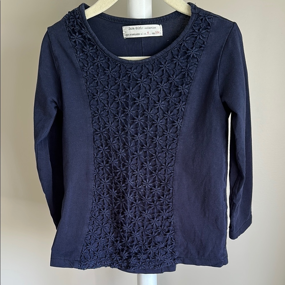 Zara Long Sleeve Navy Blue Shirt Size 4